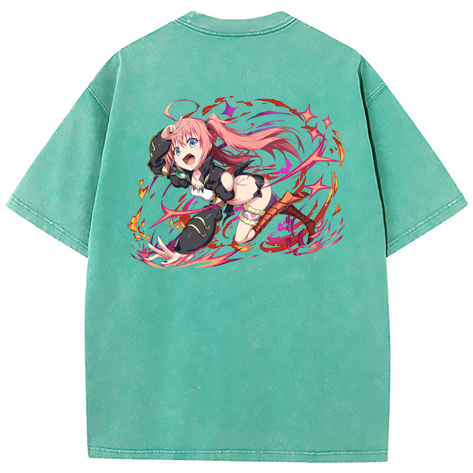 （画像用） 転スラ Regarding Reincarnated to Slime 綿100% ヴィンテージ風 半袖Tシャツ（背面プリント）